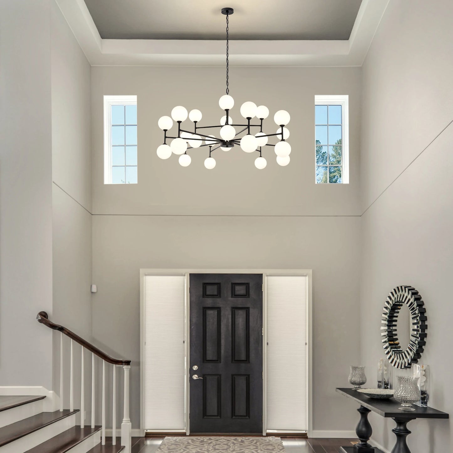 Mid-Century Modern Sputnik Chandelier with Stained Glass Design