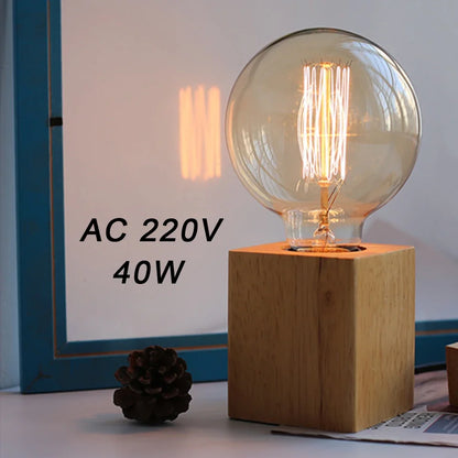 Modern Wood Table Lamp Retro E27 Desktop Decorative Light Indoor Art Lamp Living Room Bedroom Decoration Wood Light Base