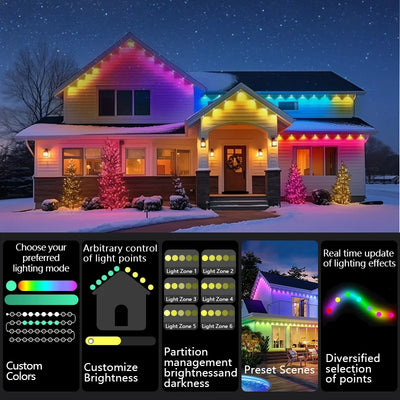 Smart RGBIC Permanent Outdoor Lights – 50ft / 100ft / 150ft LED String Lighting