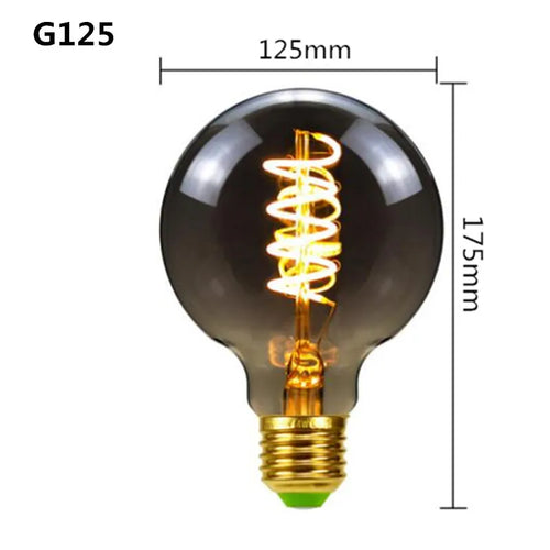 LED E27 ST64 G80 G95 G125 4W Dimmable 220V Smoky Gray Warm Spiral Filament Bulb Retro Vintage Decorative Lighting Edison Lamp