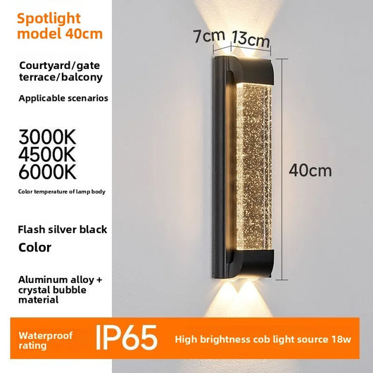 Modern Outdoor Waterproof Crystal LED Wall Lamp for Villa, Courtyard, Balcony &amp; Patio