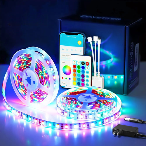 RGB Color Changing Led Strip Lighting with 24-Key Remote and  APP Control