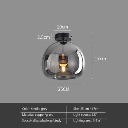 Modern Minimalist Glass Ceiling Light with Premium Grey Finish