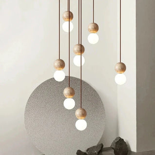 Cream Style Pendant Lamp Bedroom Bedside Led Chandelier Stone Wood Light Designer Bauhaus Medieval Restaurant Bar Small Lights