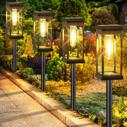 Outdoor Solar Path Lights, Waterproof Garden Lighting for Patio, Lawn, Walkways, Driveways, Warm Landscape Lights