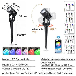 Smart RGB Landscape Light – App-Controlled Waterproof Garden Spotlight