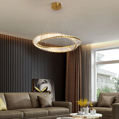 Ring Led Hanging Light Pendant Lamp Luxury Gold Copper New Chandelier Lustre Ceiling Lamp Living Dining Room Home Decor Fixture| Upload