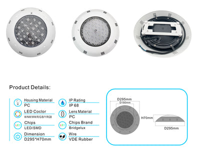 IP68 RGB LED Pool Light – 18W–45W Underwater Swimming Pool Lamp with Remote