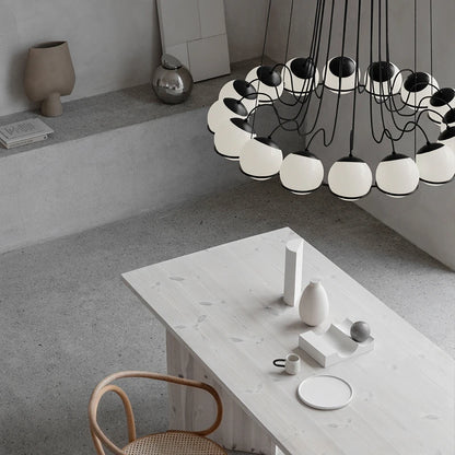 Simple White Glass Ball Chandelier