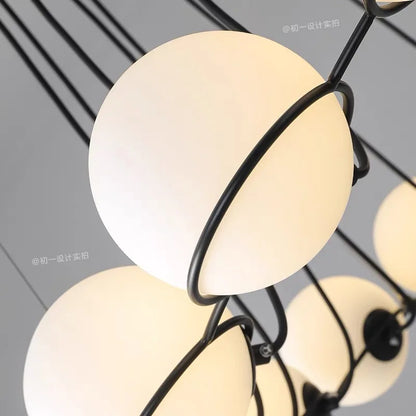 Modern Glass Ball Chandelier with Hand-Blown Spheres and LED Illumination