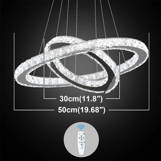 Modern Crystal Rings LED Chandelier Indoor Luxury Ceiling Lamp Dimming &amp; Remote Control Pendant Lighting Chrome Lustre Fixtures