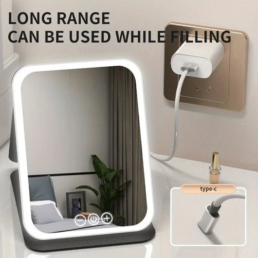 LED Makeup Mirror with 3-Color Lighting &amp; Dimmable Touch Screen