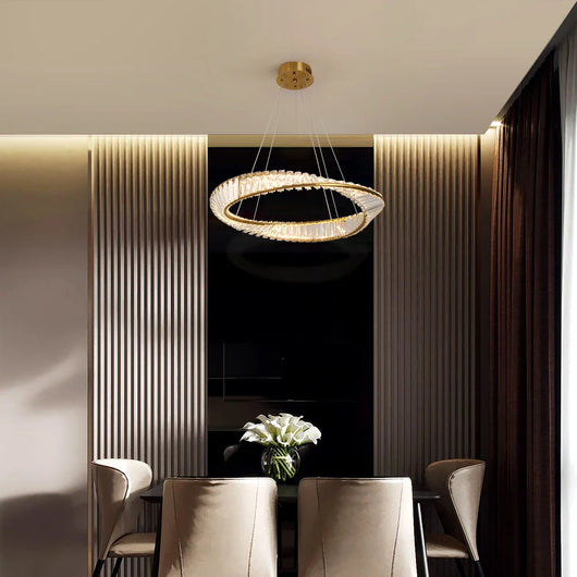 Ring Led Hanging Light Pendant Lamp Luxury Gold Copper New Chandelier Lustre Ceiling Lamp Living Dining Room Home Decor Fixture| Upload