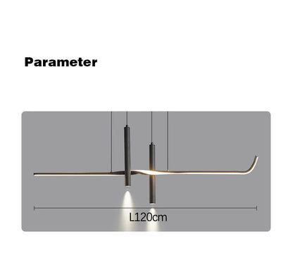 Modern Linear LED Chandelier with Adjustable Spotlights