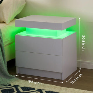 Cubehom LED Nightstand Set of 2 – Modern Bedside Tables with Drawers