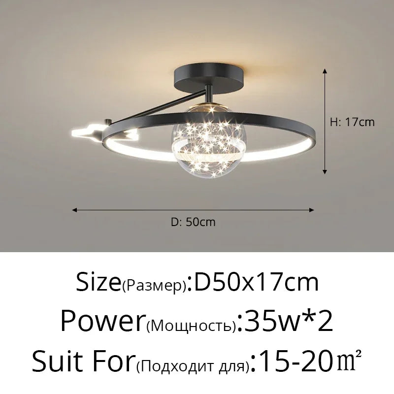 Nordic Luxury Starry LED Ceiling Lamp Is Used For the Bedroom, Living Room, and Kitchen. Golden White Black Remote Control Home Decoration