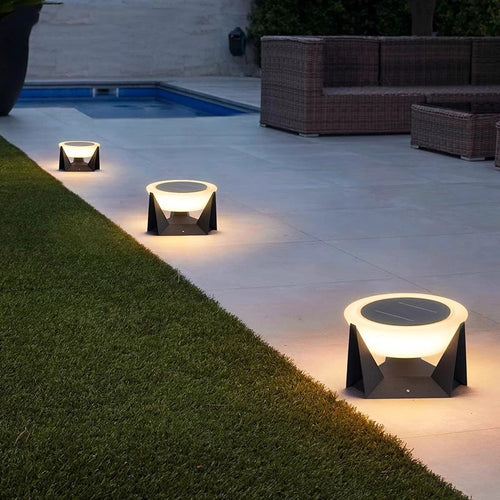 Stainless steel LED remote-controlled cylindrical solar column light,waterproof outdoor courtyard light, door post dimming light