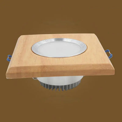Square Solid Wood LED Downlight – Modern Minimalist Ceiling Light