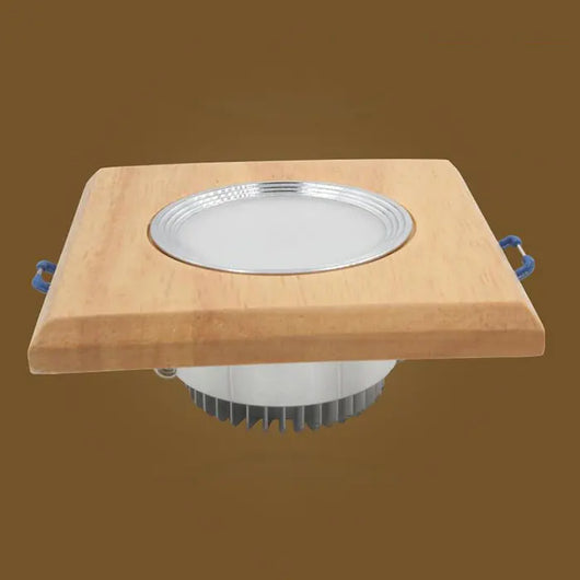 Square Solid Wood LED Downlight – Modern Minimalist Ceiling Light