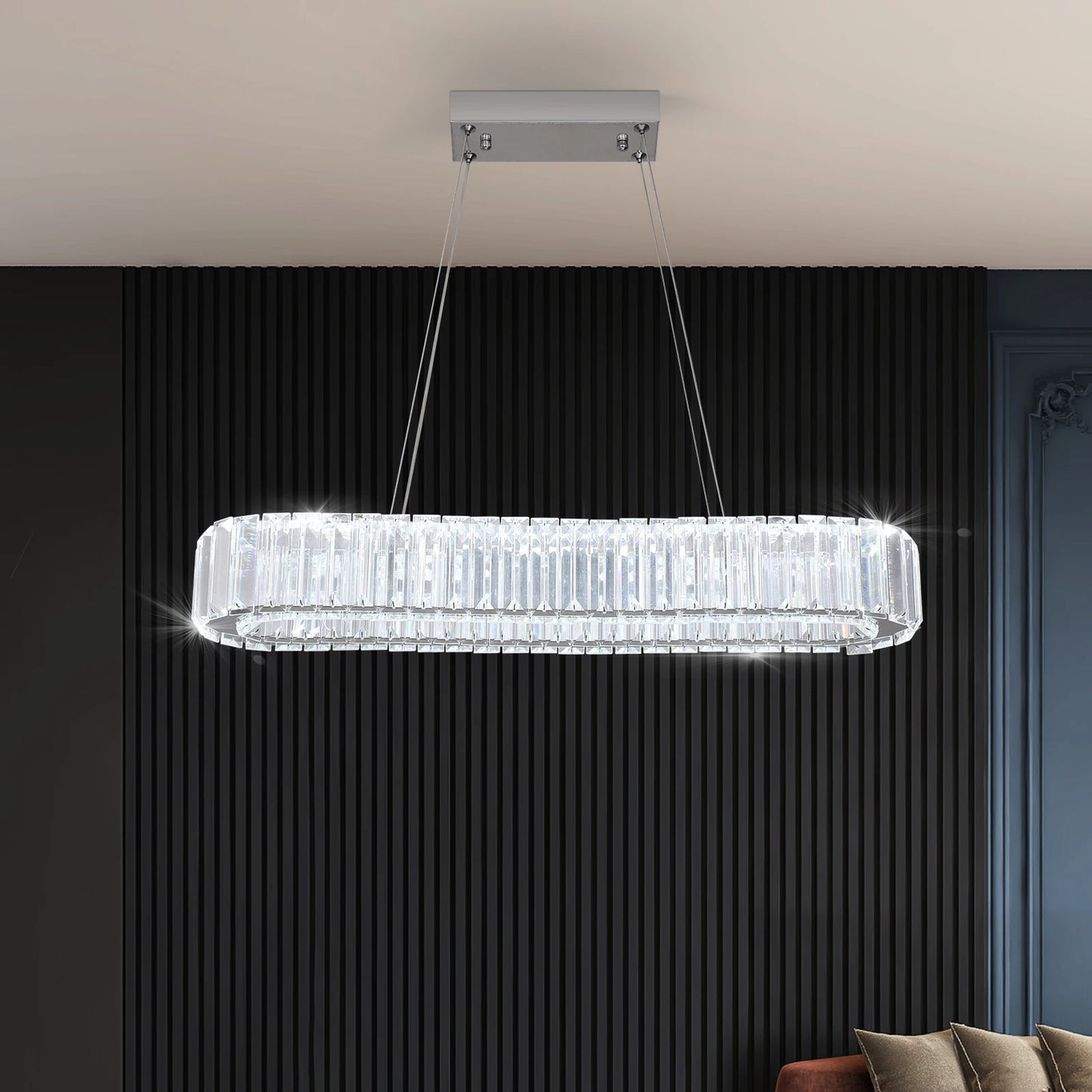 Modern Crystal LED Ceiling Pendant Light with Stainless Steel Design