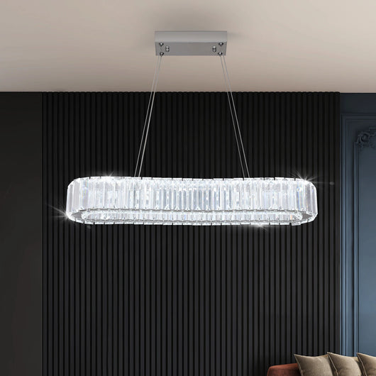 Modern Crystal LED Pendant Light – Stainless Steel Ceiling Fixture