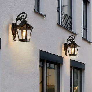 14″ Outdoor Wall Lanterns (2-Pack) – Black Waterproof Vintage Sconces