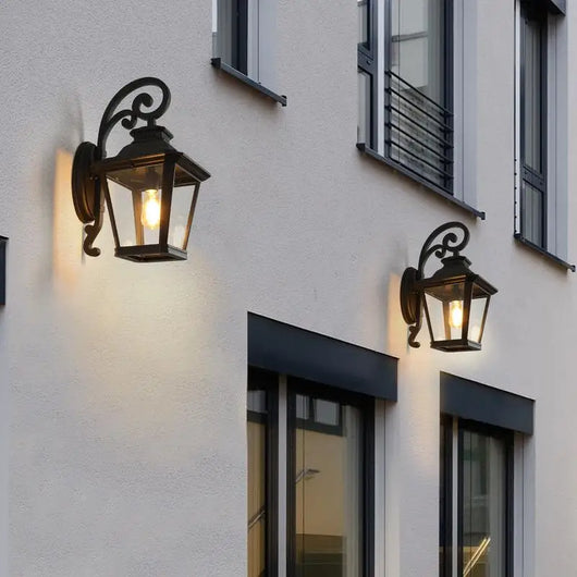 14″ Outdoor Wall Lanterns (2-Pack) – Black Waterproof Vintage Sconces