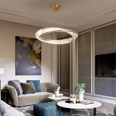 Ring Led Hanging Light Pendant Lamp Luxury Gold Copper New Chandelier Lustre Ceiling Lamp Living Dining Room Home Decor Fixture| Upload