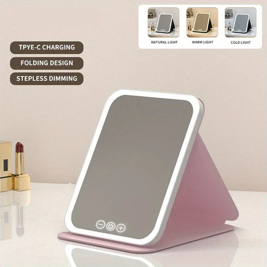 LED Makeup Mirror with 3-Color Lighting &amp; Dimmable Touch Screen