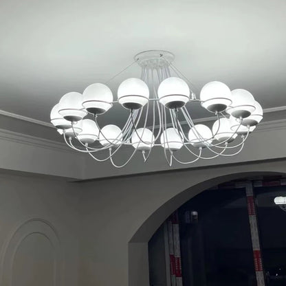 Simple White Glass Ball Chandelier