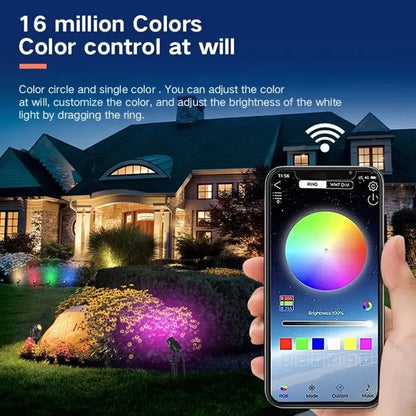 Smart RGB Landscape Light LED Garden Lamp Waterproof APP Control 16 Million Colors Outdoor Yard Lawn Spotlights