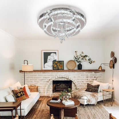 Crystal Modern LED Ceiling Lamp with Adjustable Light Modes and Chrome Finish