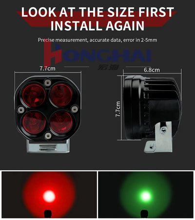 3-Inch Dual-Color LED Light Bar – Red & Green Off-Road Spotlight IP67