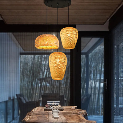 Handcrafted Bamboo Pendant Lamp – Wicker LED Ceiling Light