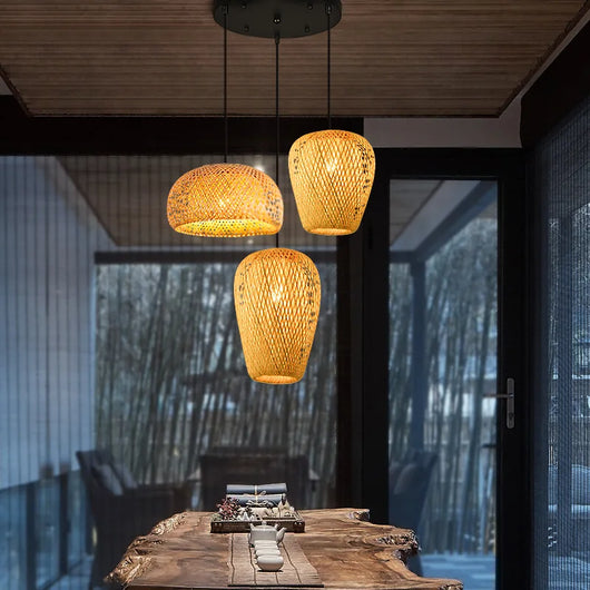 Handcrafted Bamboo Pendant Lamp – Wicker LED Ceiling Light
