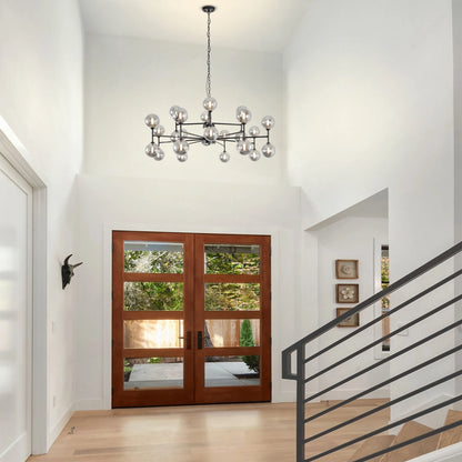 Mid-Century Modern Sputnik Chandelier with Stained Glass Design