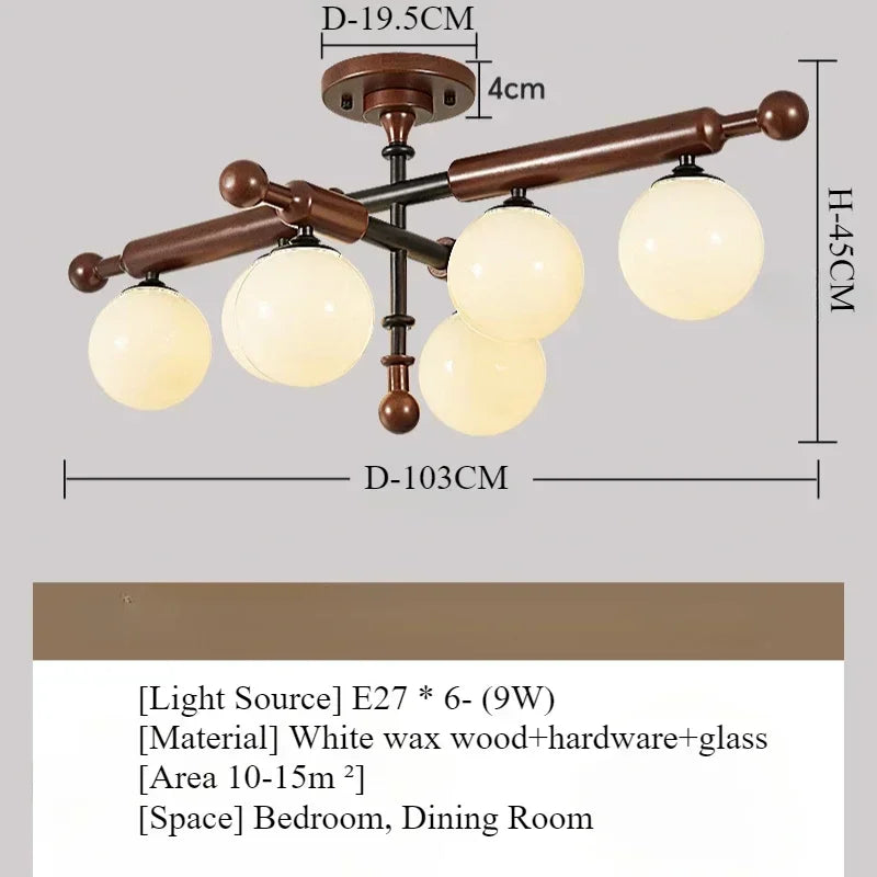 Retro Bamboo & Wood LED Ceiling Light with Warm Ambient Illumination
