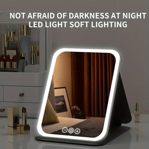 LED Makeup Mirror with 3-Color Lighting &amp; Dimmable Touch Screen