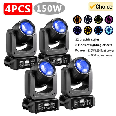 U'King 150W Beam Moving Head Light Rotating 18 Prisms 14 Gobos LED Rainbow Effect Zoom Stage Light DMX512 for DJ Disco Wedding