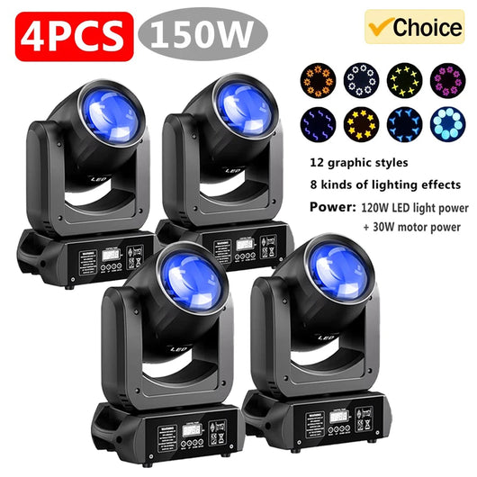 U'King 150W Beam Moving Head Light Rotating 18 Prisms 14 Gobos LED Rainbow Effect Zoom Stage Light DMX512 for DJ Disco Wedding