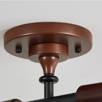 Retro Bamboo & Wood LED Ceiling Light with Warm Ambient Illumination