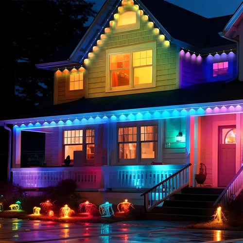 300FT Smart Eave Lights 180 LEDs Permanent Outdoor LED String Lights with App &amp; Remote Control – Waterproof Holiday &amp; Daily Décor