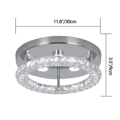 Crystal Flush Mount LED Ceiling Light – Modern Round Chandelier Fixture