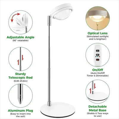 Convex Lens LED Grow Light 4000K Full Spectrum Plant Lamp for Indoor Plants & Aquariums