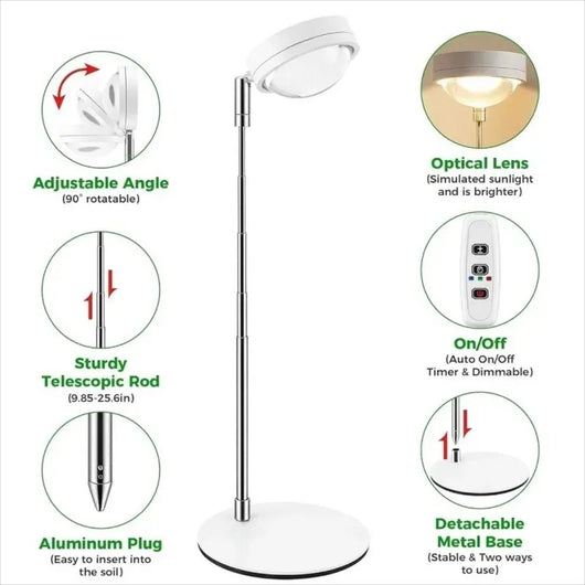 Convex Lens LED Grow Light 4000K Full Spectrum Plant Lamp for Indoor Plants & Aquariums