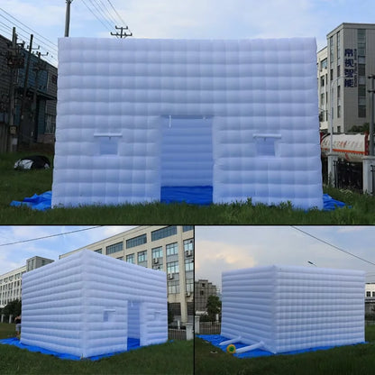 Outdoor White LED Lighted Inflatable Tent With Doors For Wedding Party Giant &nbsp;Cube Tent Inflatable Nightclub Tent With Blower