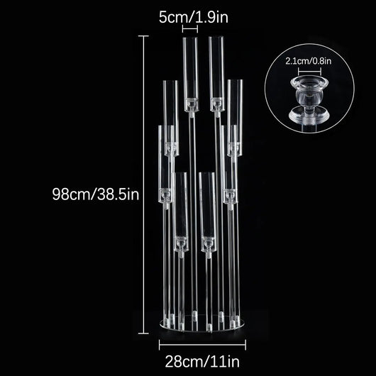 20-Pack Acrylic Wedding Candelabras – 38.5″ Clear 8-Arm Centerpieces