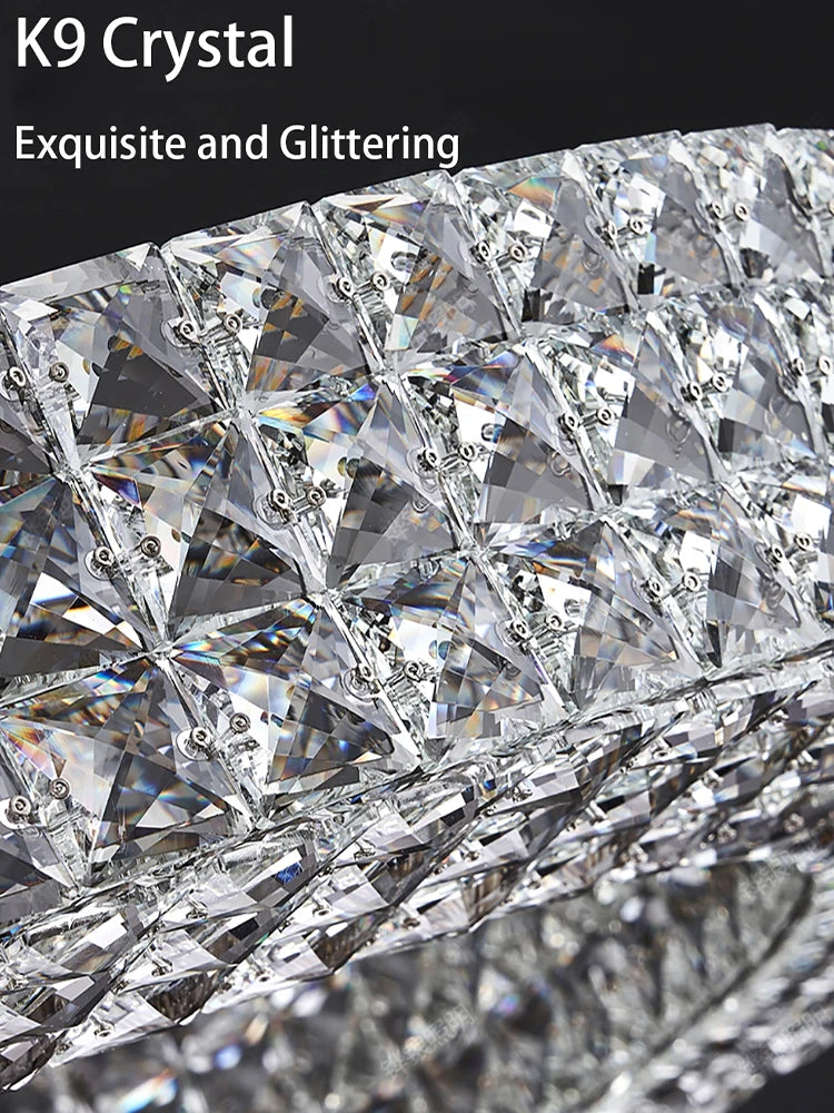 Luxury Round Crystal LED Ceiling Lights with Stainless Steel Design