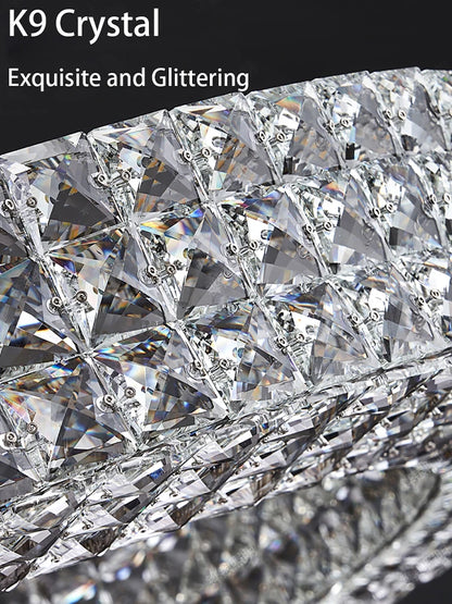 Luxury Round Crystal LED Ceiling Lights with Stainless Steel Design