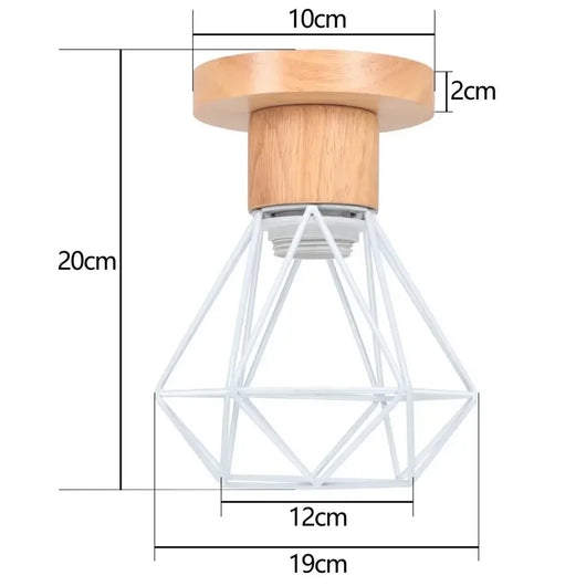 Modern Japanese Style Wood & Iron Ceiling Light – Vintage Cage Design